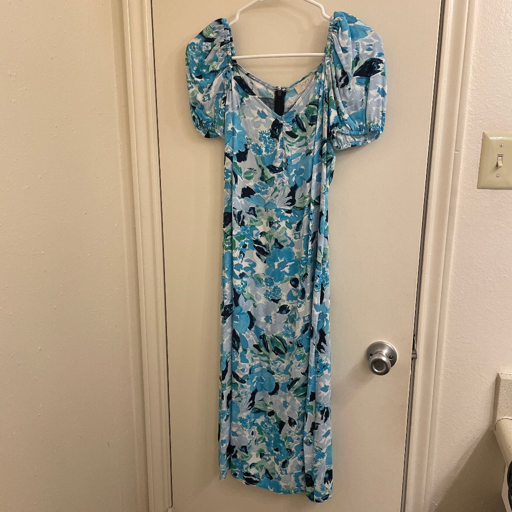 Nwt Loft Floral Blue Dress Size 00p
